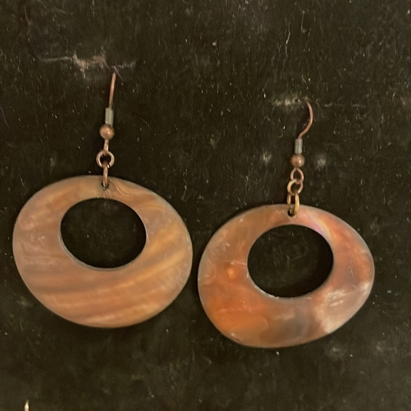 2.75” mixed metal open circle hoop dangle earrings on French wire - Picture 3 of 10